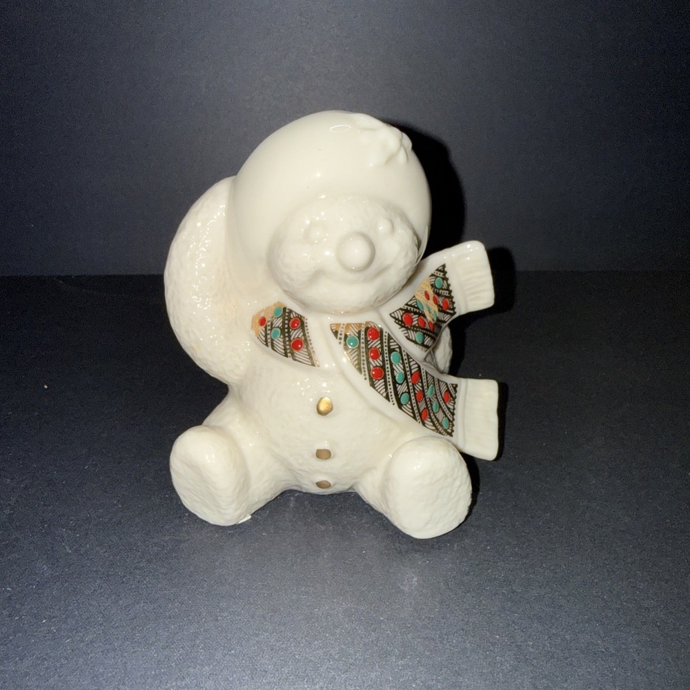 Lenox Holly Snow Bear Figurine Ivory Porcelain Christmas w Box Vintage